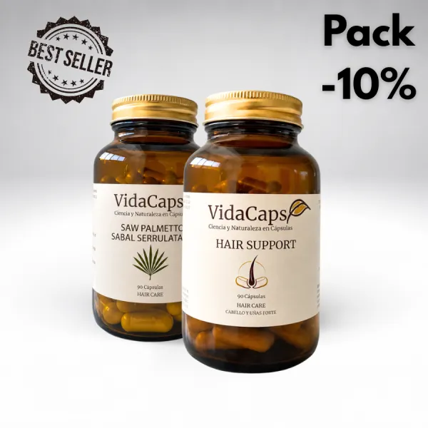 Combina el complemento a base de aminoácidos y Biotina que contribuye al mantenimiento del Cabello y uñas VidaCaps Cabello y Uña