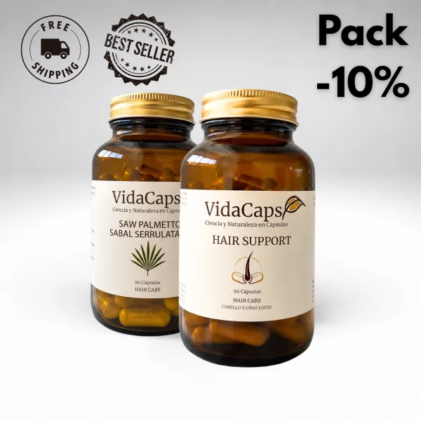 Combina el complemento a base de aminoácidos y Biotina que contribuye al mantenimiento del Cabello y uñas VidaCaps Cabello y Uña
